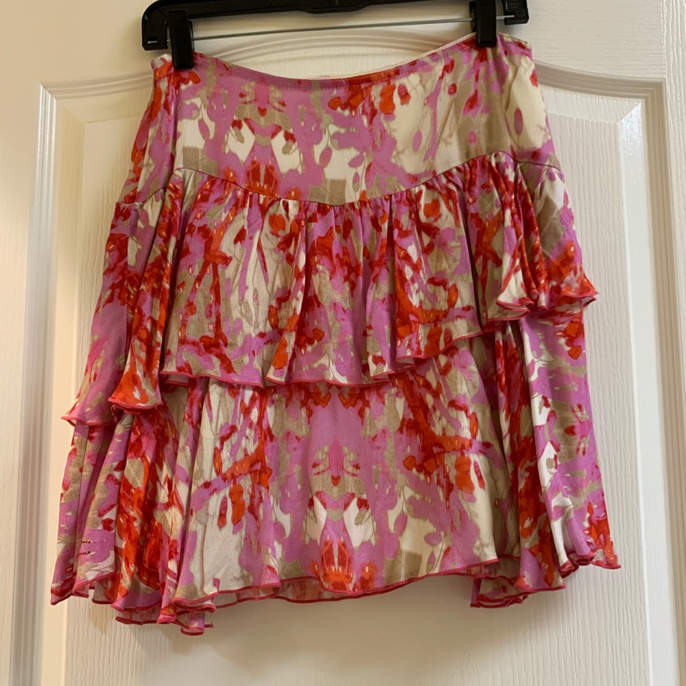 ***Nathalie Chaize size 6 pink & orange tiered skirt